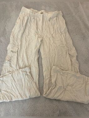 Bloomingdale’s Aqua Linen Blend Cargo Pants